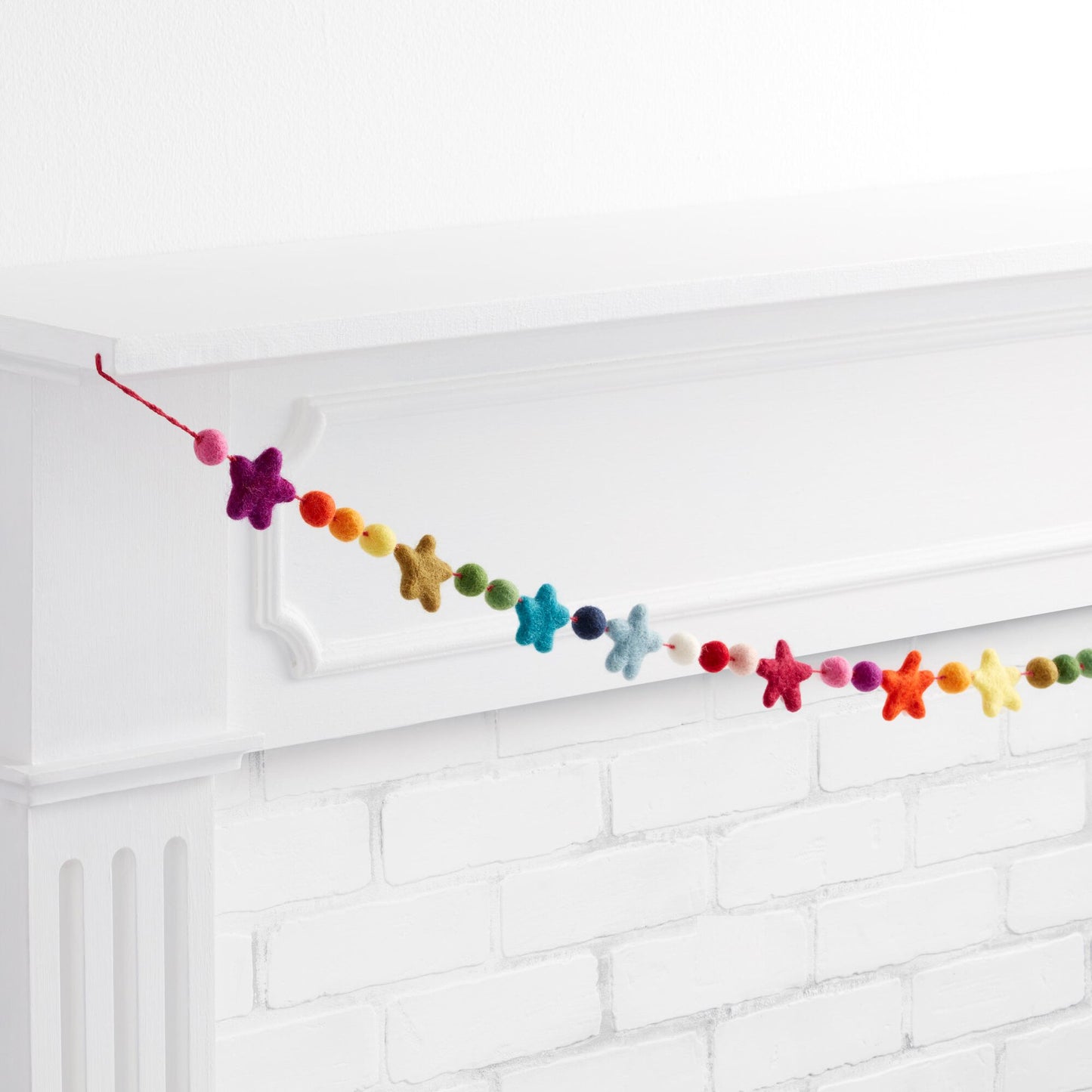 Felted Wool Star and Pom Pom Garland