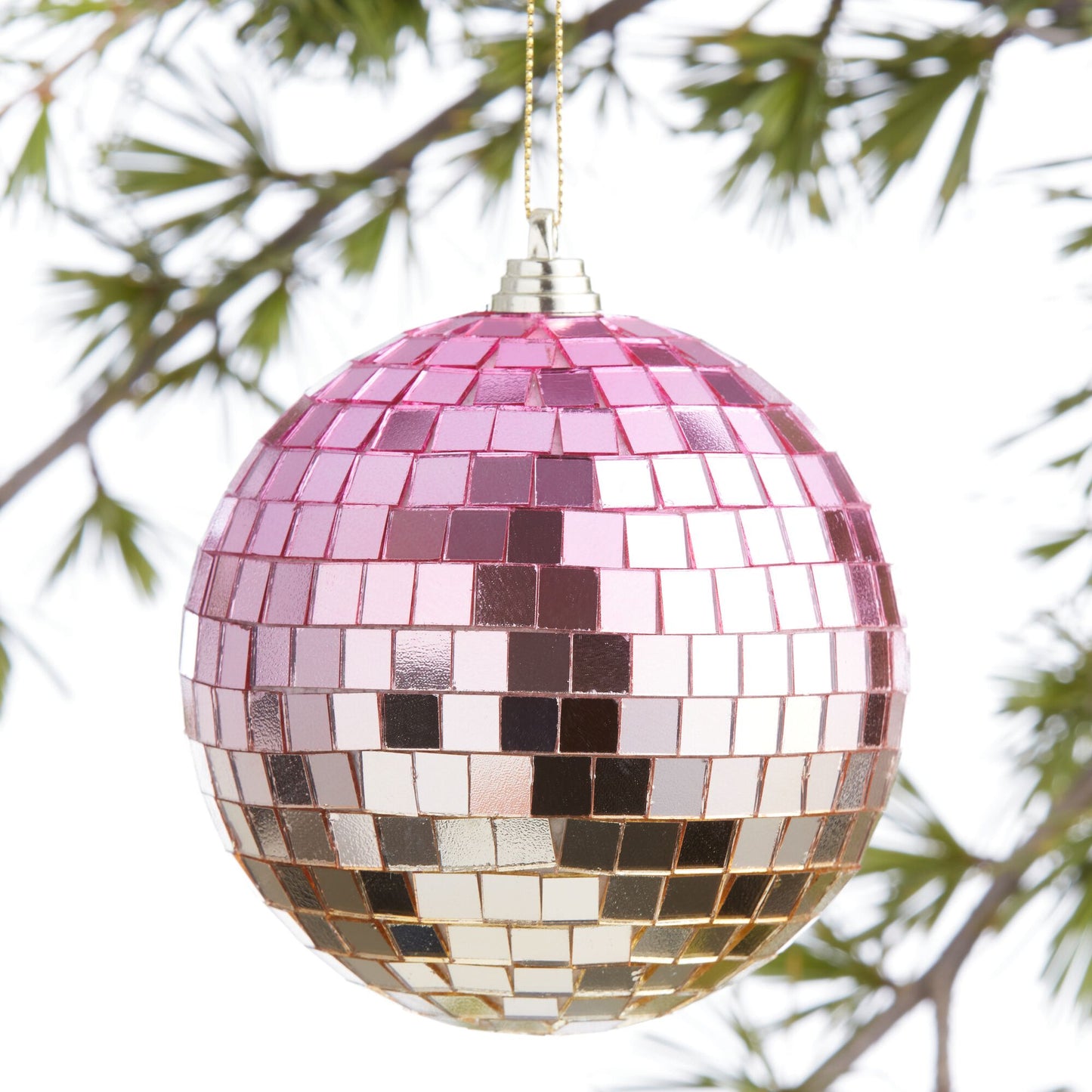 Large Pink And Gold Ombre Disco Ball Ornament