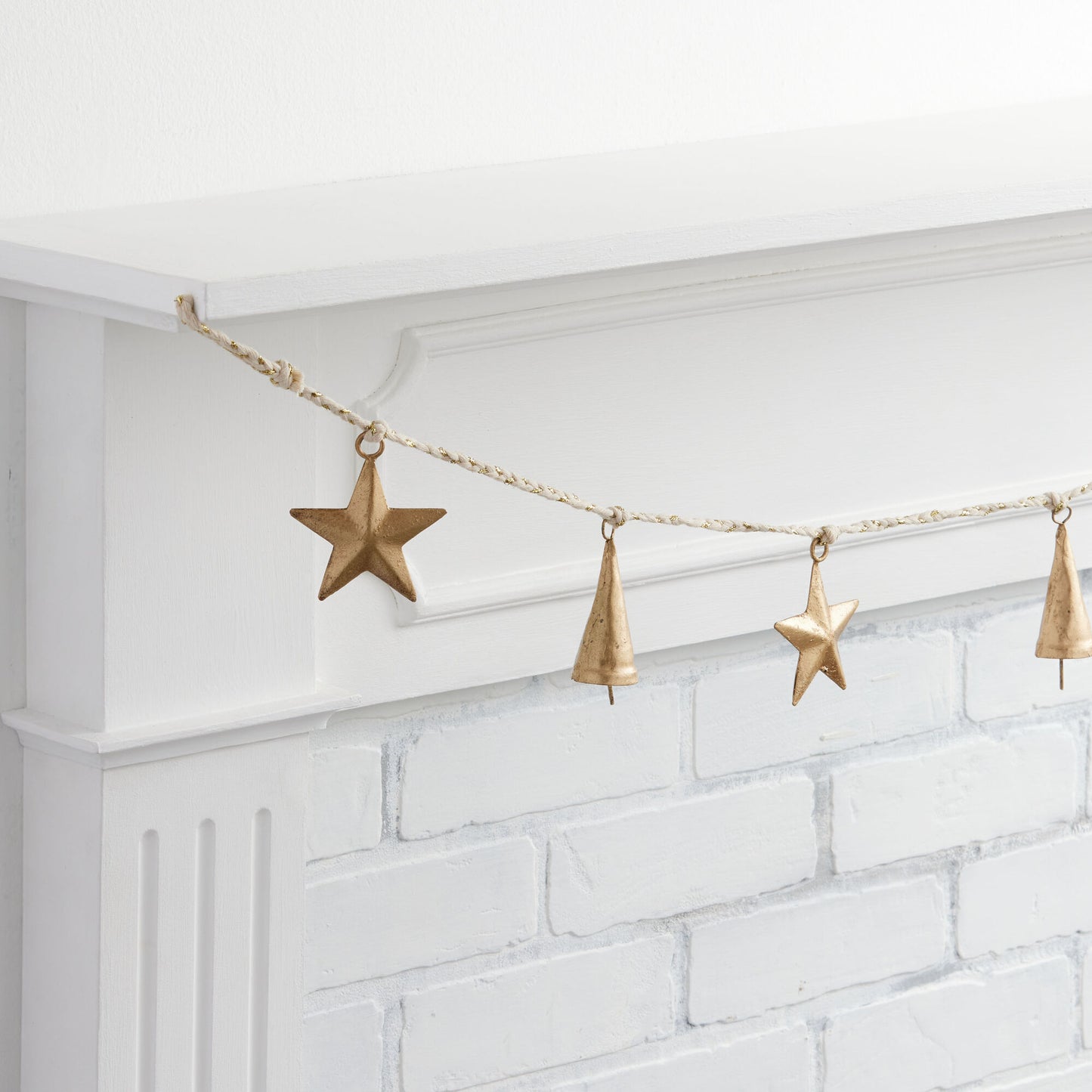 Gold Metal Star And Bell Garland