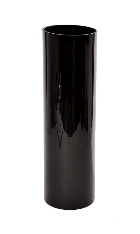 Set of Four 20" x 6" Black Cylinder Glass Vases