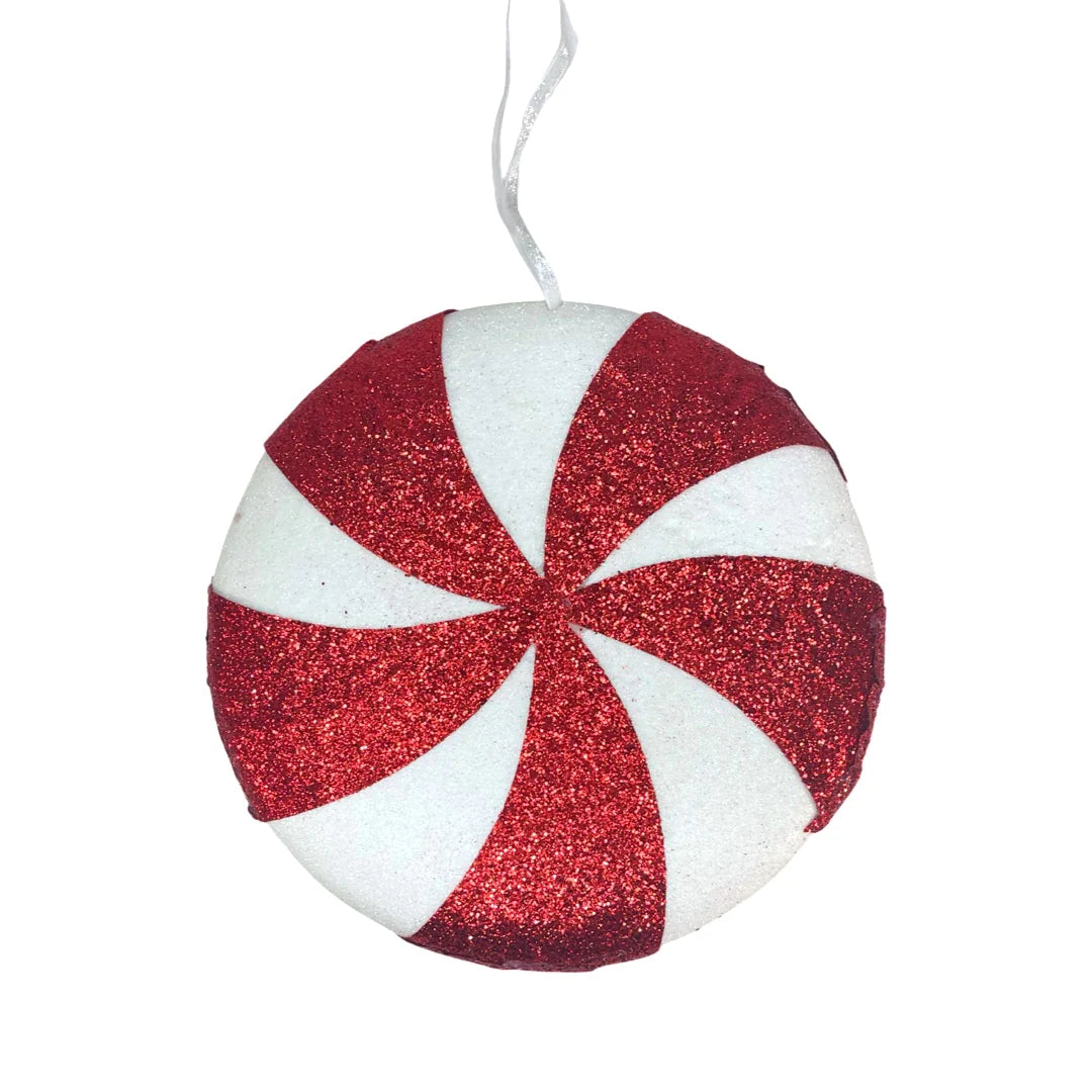 GLITTER PEPPERMINT CANDY ORNAMENT