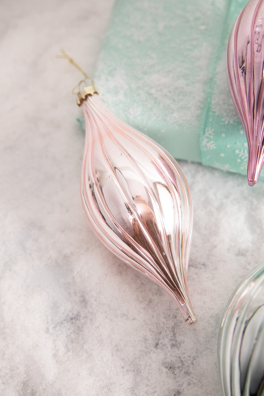 Lite Pink 8.5" Glass Drop Ornament
