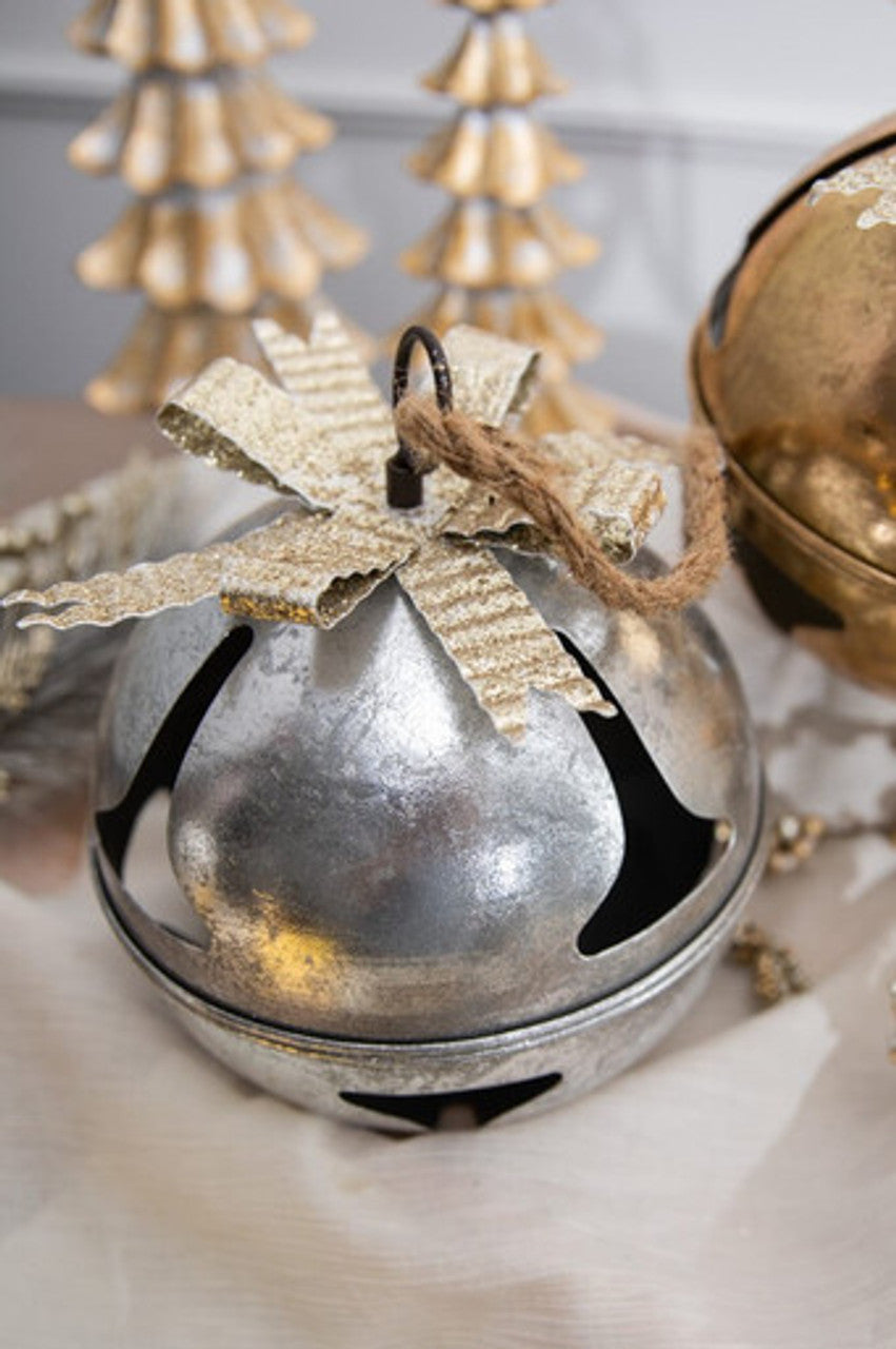 8” Metal Jingle Bell with Bow Accent Ornament