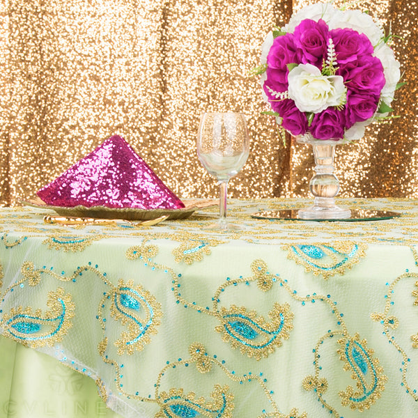 Set of Ten Fuchsia Dark Pink Glitz Sequin Napkin 20"x20"