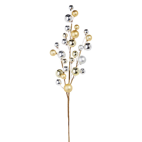 31 Inch Gold and Silver Ball Ornament Spray - NEW 2023