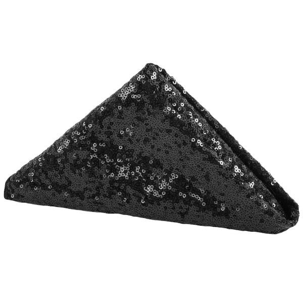 Set Of Ten Glitz Sequin Napkin 20"x20" - Black