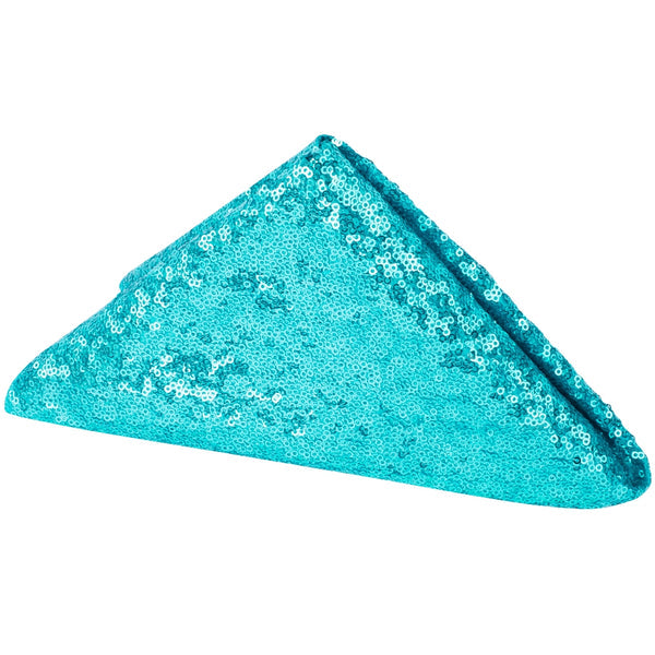 Set Of Ten Glitz Sequin Napkin 20"x20" - Turquoise