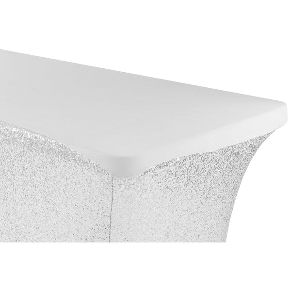 Glitz Sequin Spandex Table Cover 6 FT Rectangular - Silver