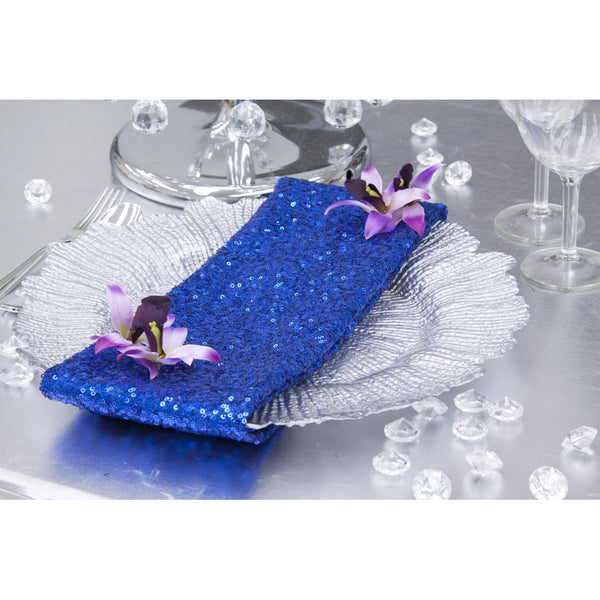 Set Of Ten Glitz Sequin Napkin 20"x20" - Royal Blue