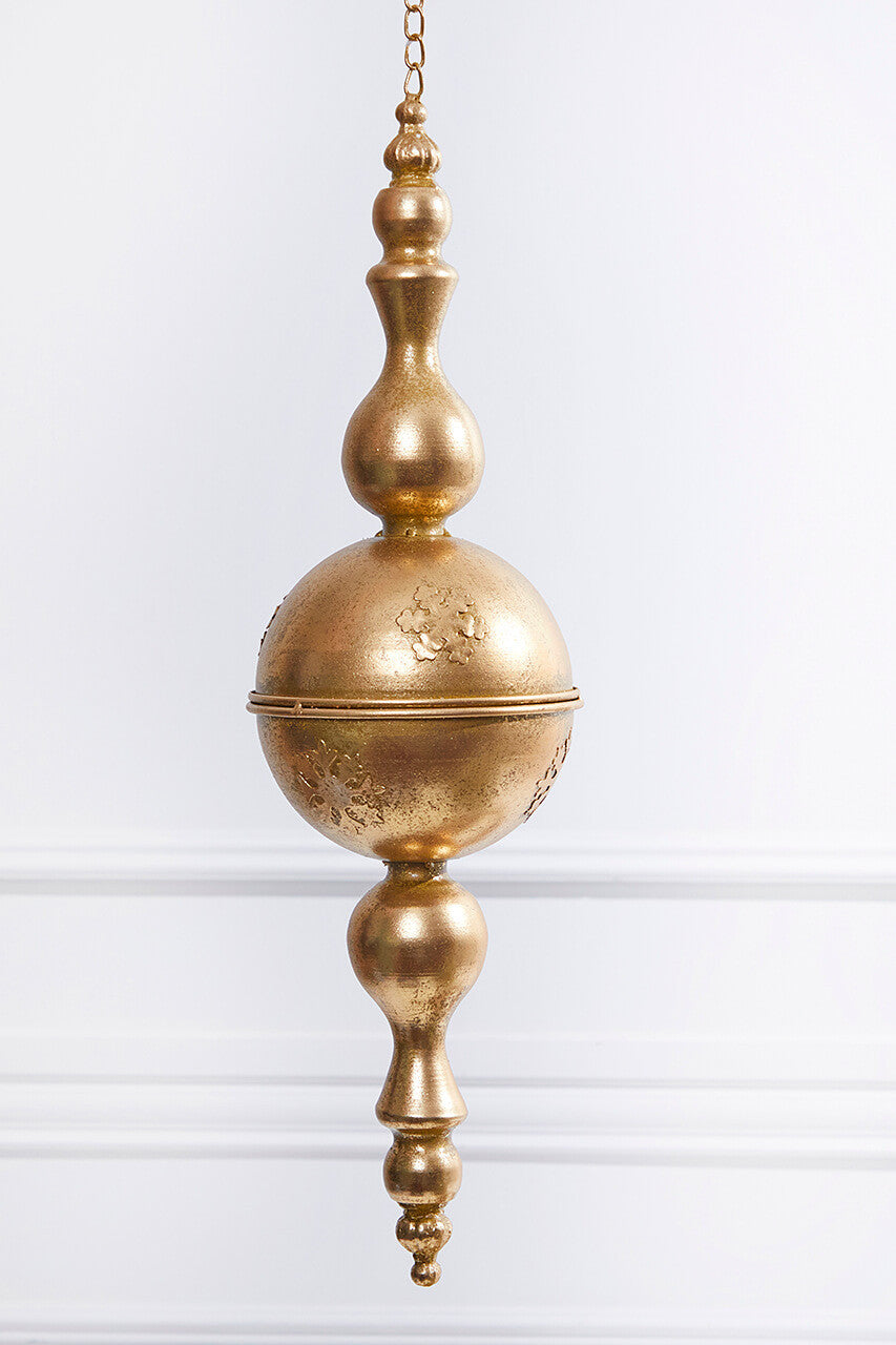 20.5” Metal Gold Hanging Ornament with Snowflake Detail