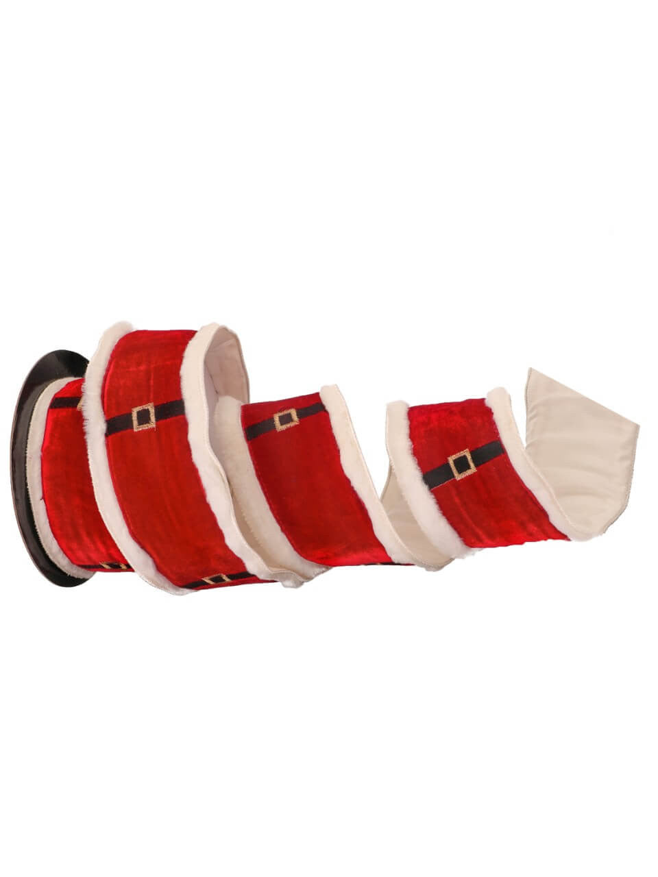 4” x 5 Yard Velvet Fur Edge Santa Belt Ribbon