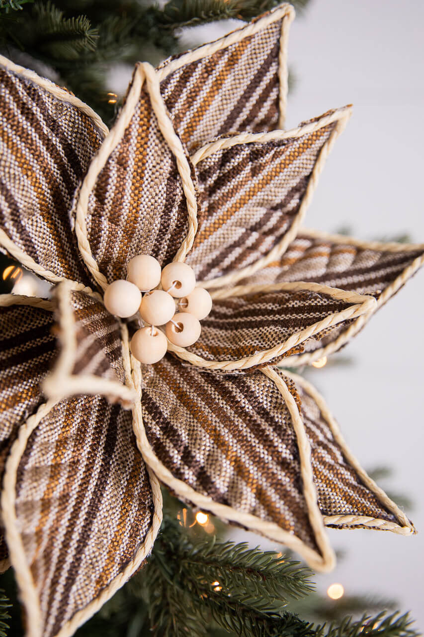 22” Stripe Poinsettia Stem