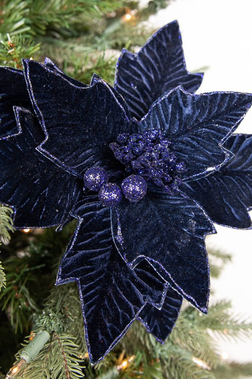 24” Poinsettia Stem - Midnight Blue