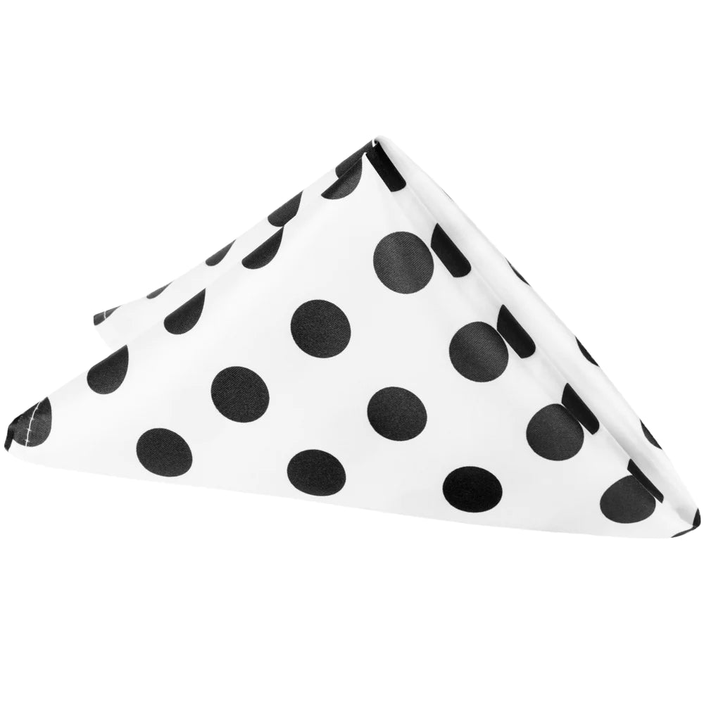 Set Of Ten Polka Dot 20"x20" Satin Napkin - Black & White