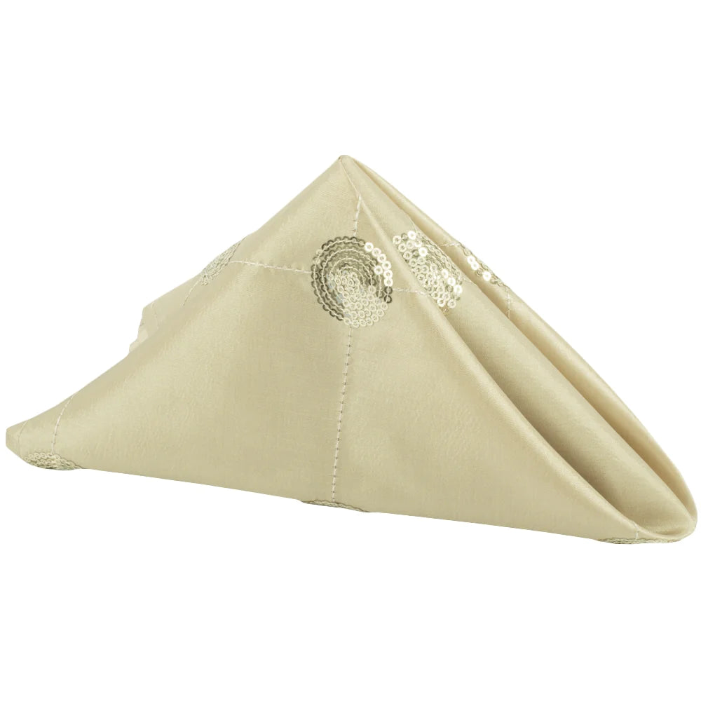 Set Of Ten Sequins Taffeta Napkin 20"x20" - Champagne