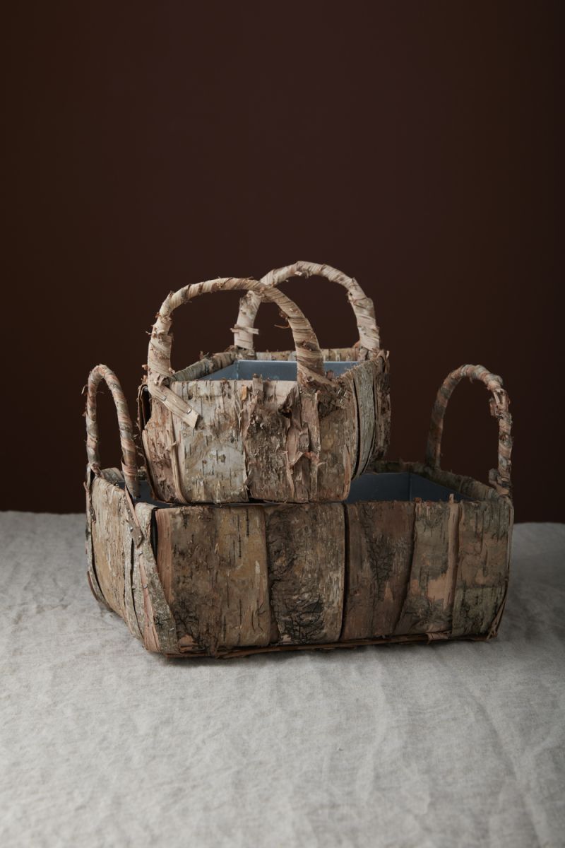 BANDED BIRCH BASKET 10.25"x 5.75"x 6.25"
