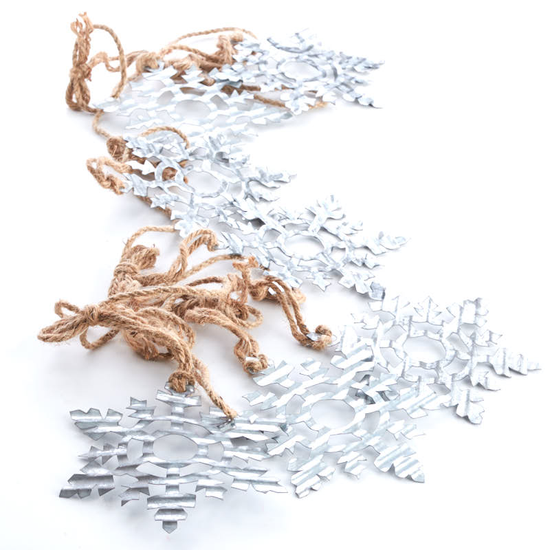 Corrugated Metal Snowflake Garland