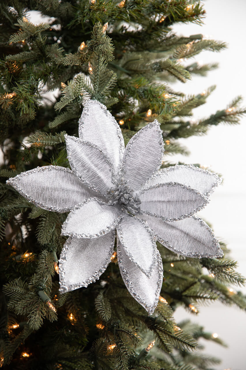 22” Poinsettia Stem - Silver