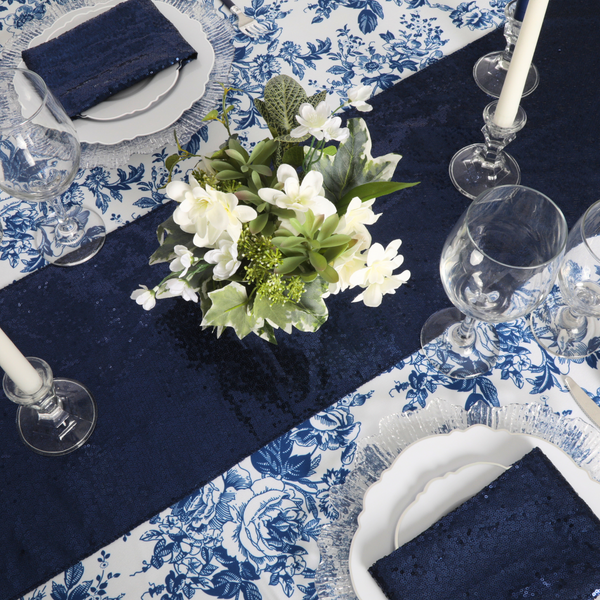 Set Of Ten Glitz Sequin Napkin 20"x20" - Navy Blue (New Tone)