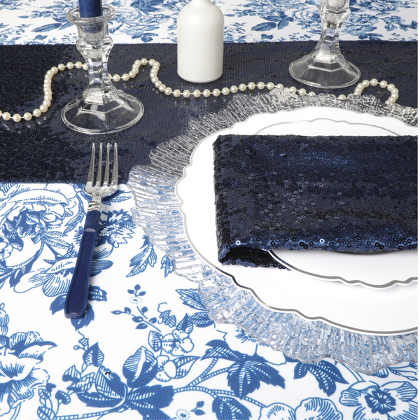 Set Of Ten Glitz Sequin Napkin 20"x20" - Navy Blue (New Tone)
