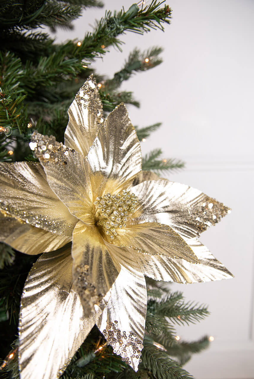 22” Gold Poinsettia Stem