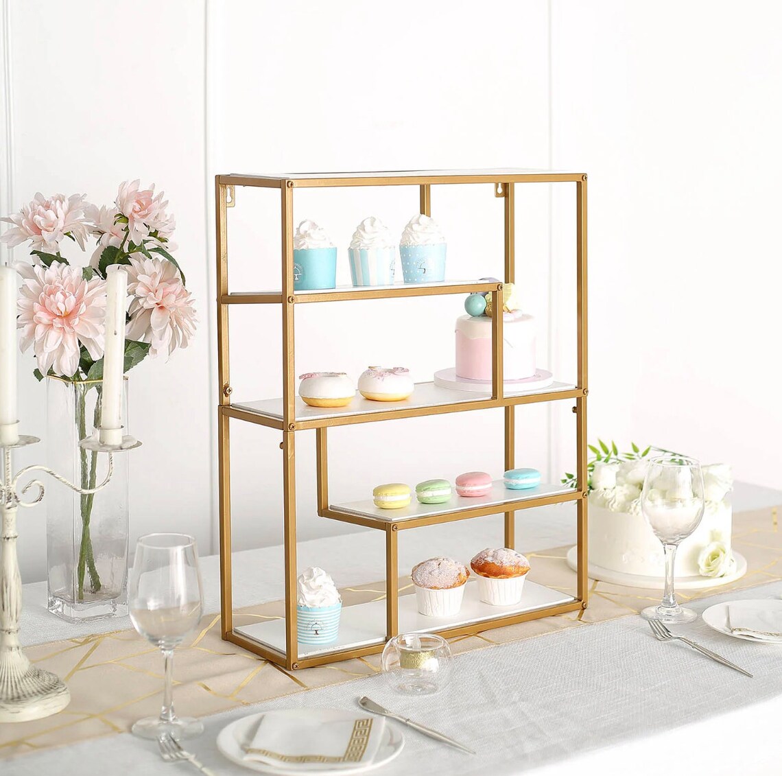 22" Gold Metal 4-Tier Dessert Shelf Display Rack Cake Stand