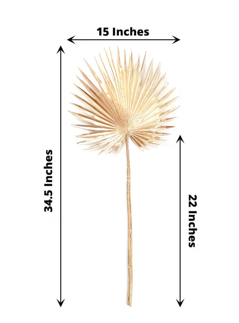 TWO 34" Metallic Gold Artificial Palm Leaf Branch Vase Filler
