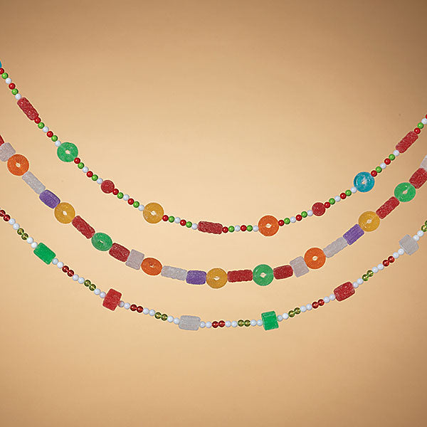 Holiday Gum Drop Candy Garland, 3 Assorted