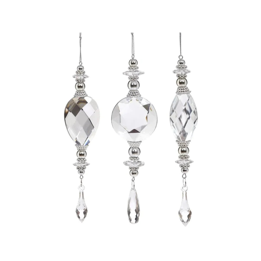 Clear Diamond Ornament 7'', Assortment of 3