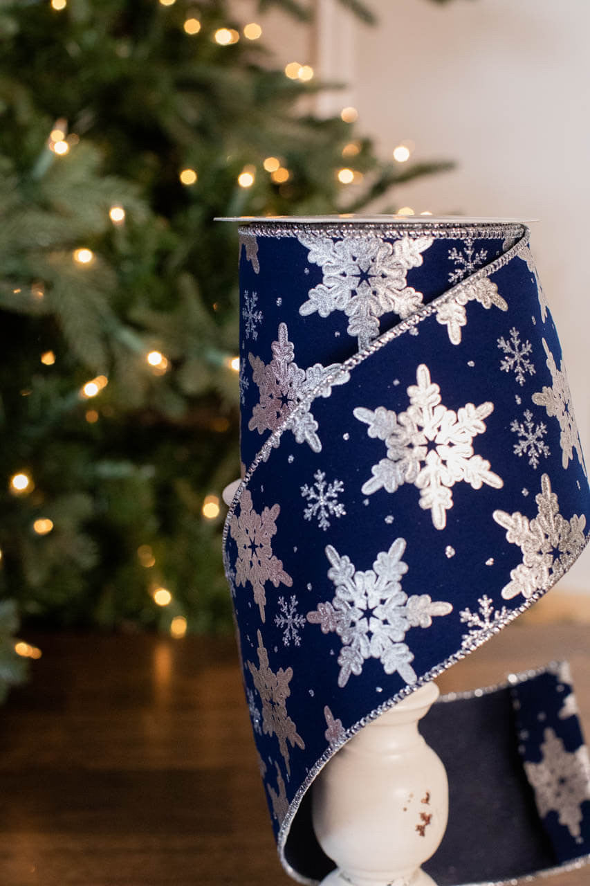 4” x 10 Yard Snowflake OnVelvet Ribbon