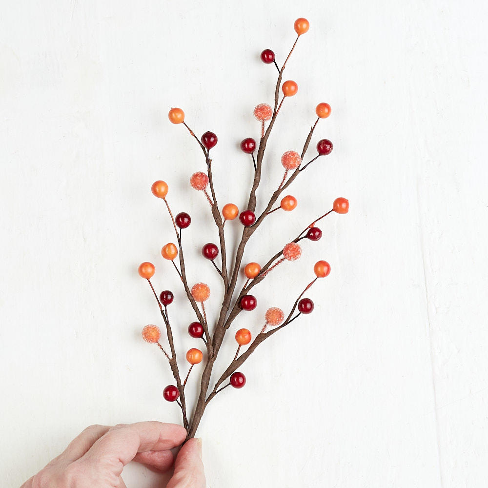 Orange and Dark Red Artificial Berry Sprays (Package of 12 pieces)