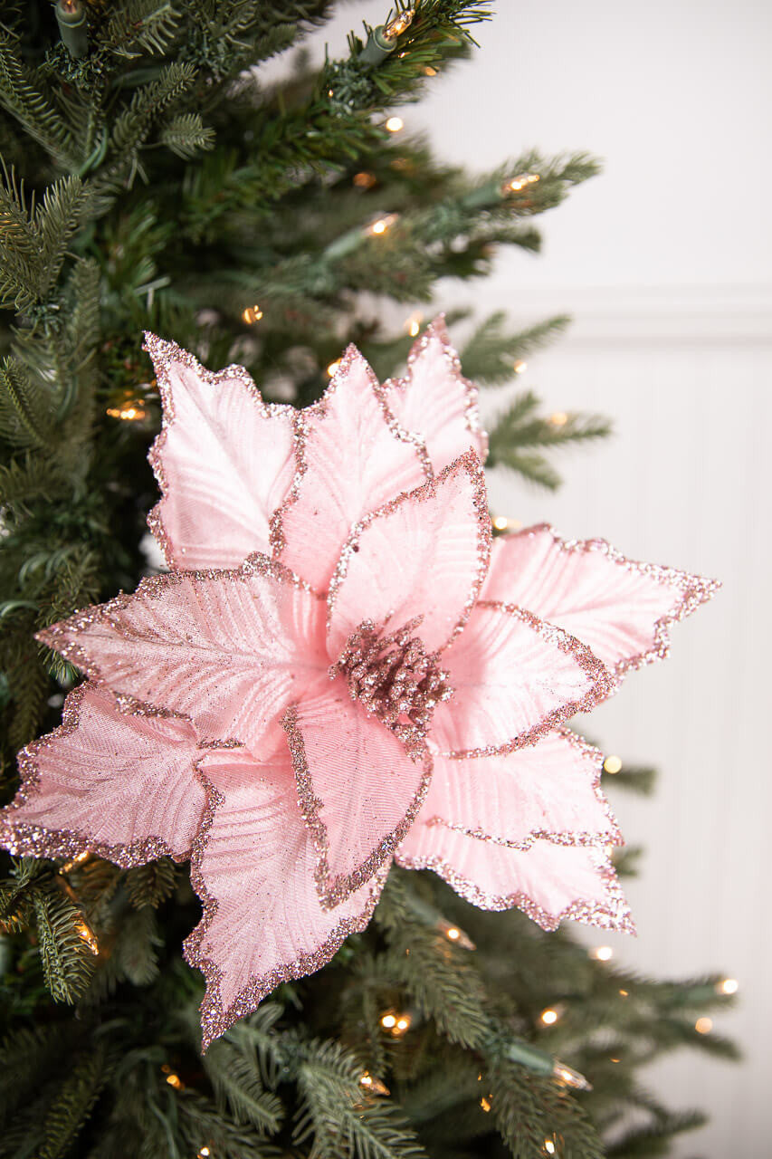 22” Pink Poinsettia Stem