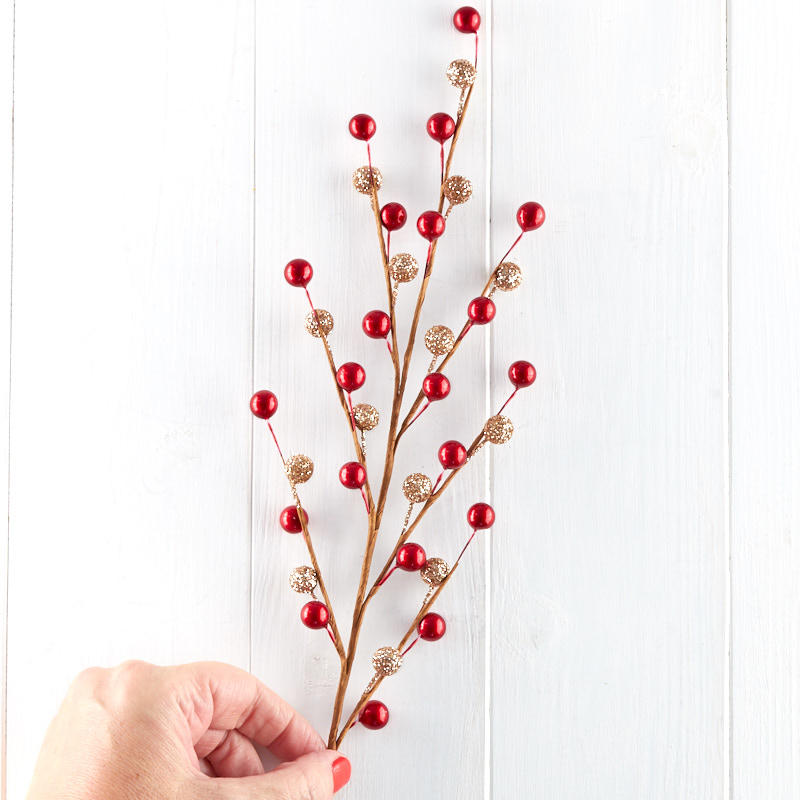 Red Metallic and Gold Glitter Berry Sprays (Approx. 12 pieces)