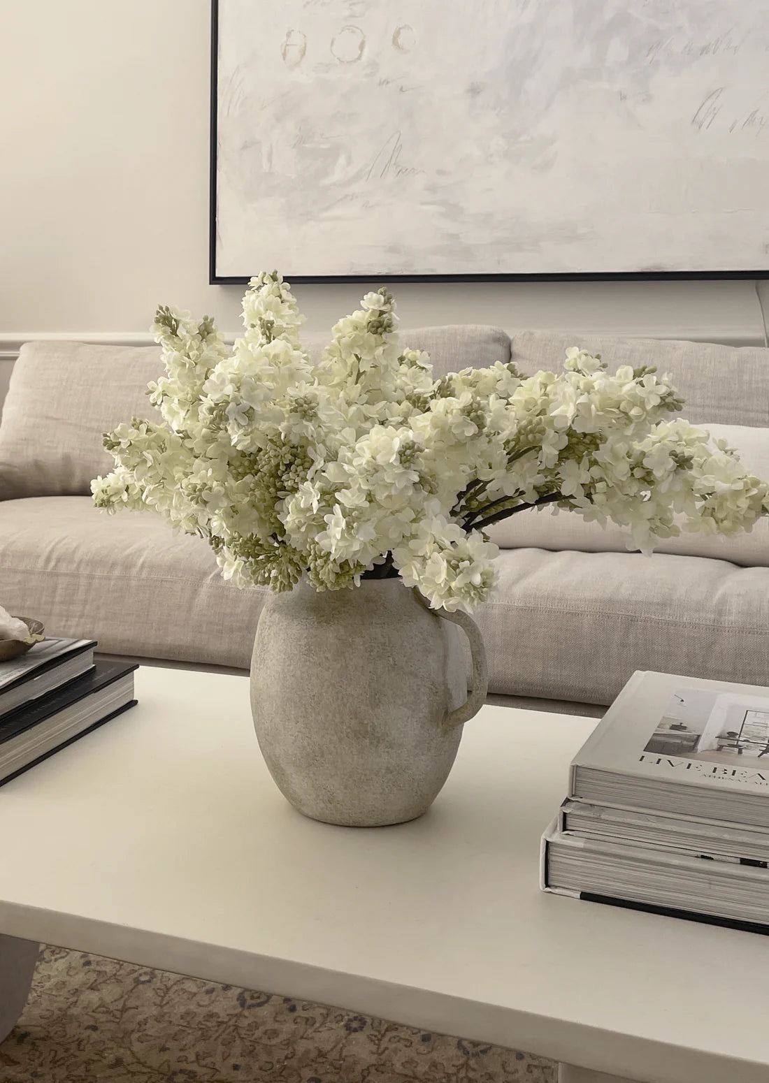 Fake Lilacs Flower in Cream - 25"