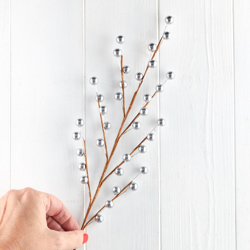 Silver Artificial Berry Sprays (Package of 12 pieces)