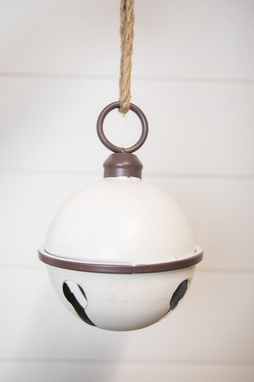 7 x 9” Oversized White Jingle Bell Ornament- Small