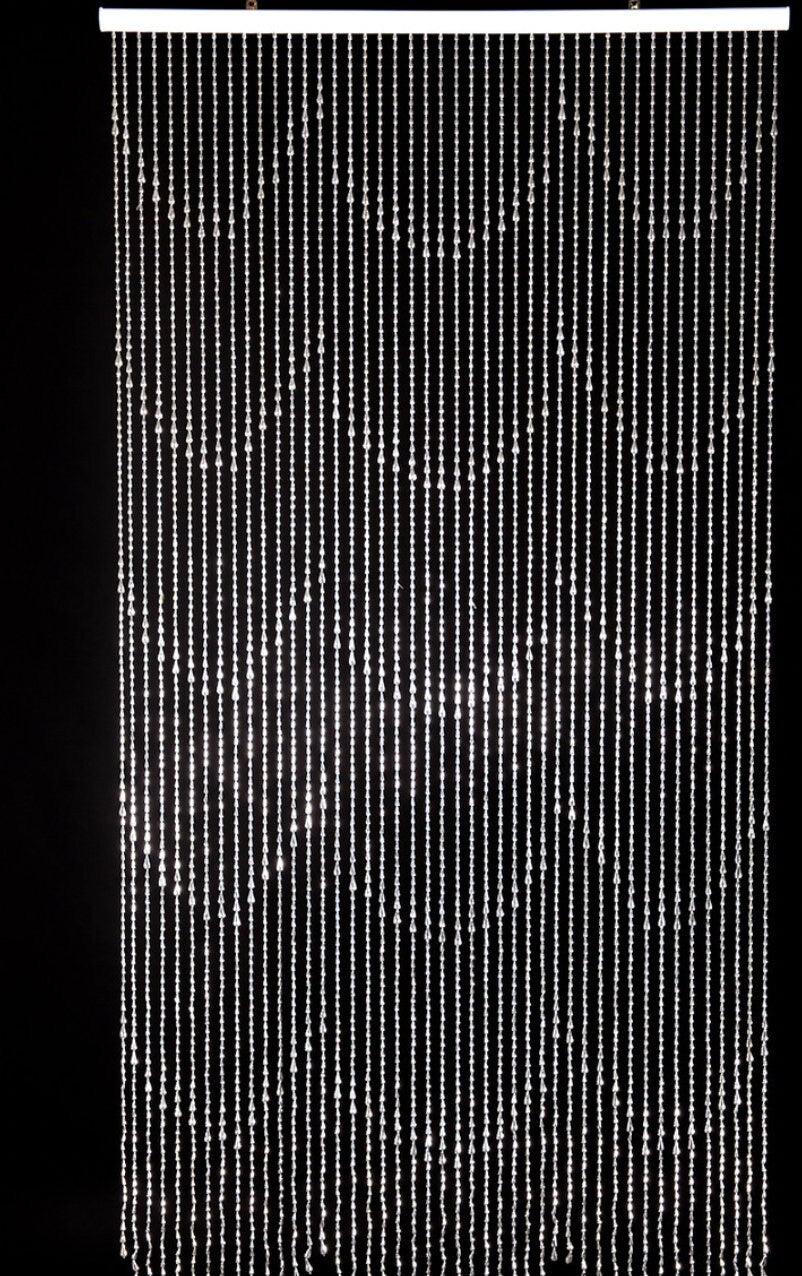 6 FT Crystal Curtain Raindrop Metallic Silver Beaded Sparkly Hanging Crystals Backdrop Draping Wedding Event Reception Outdoor Decoration