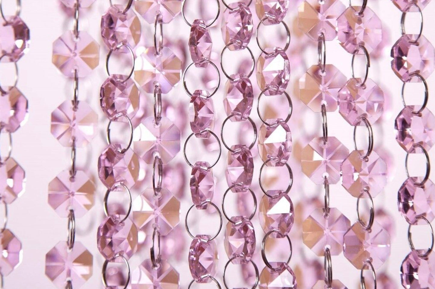 3 FT. Pink Glass Crystal Garlands, Christmas Tree Decorations, Sparkly Decor, Wholesale Crystals, Glass Bead Garland, 14mm Crystals on Rings