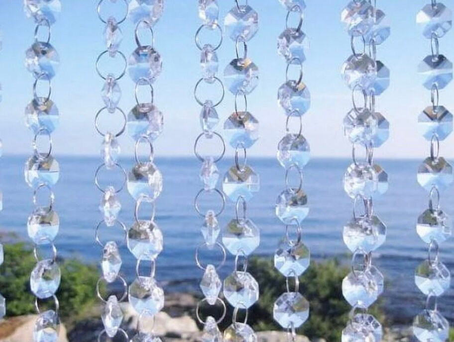 3 FT. Clear Glass Crystal Garlands, Christmas Tree Decorations, High Quality Wholesale Crystals, Glass Bead Garland, 14mm Crystals on Rings
