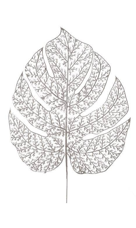 Set Of Three 11" Silver Metallic Monstera Leaves