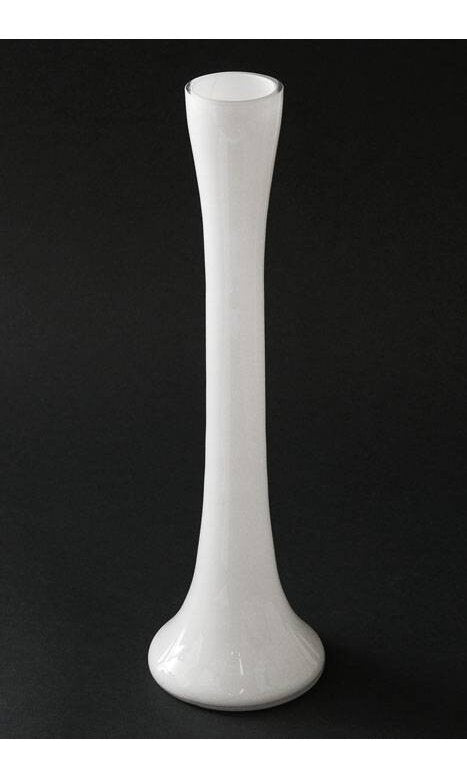 Set Of Four 16" White Glass Tower Vases