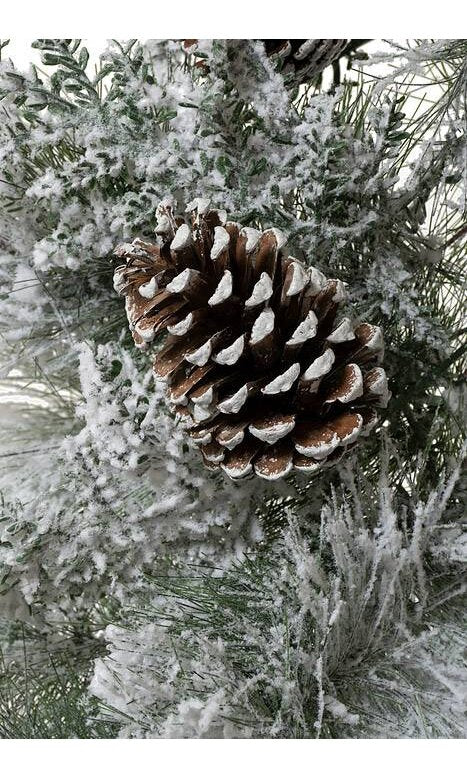 SNOW GARLAND W/PINE CONES WHITE