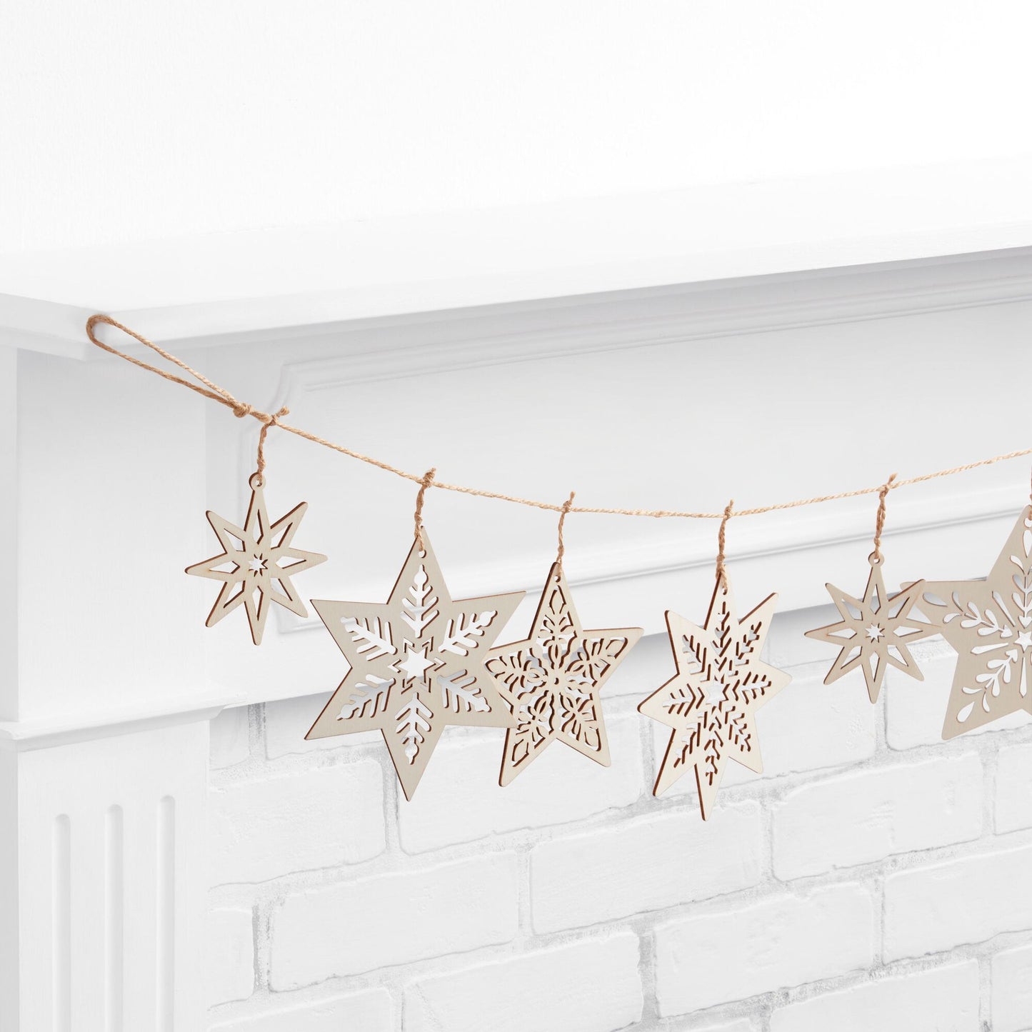 Natural Woodcut Star Garland