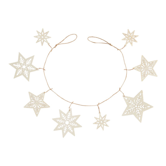 Natural Woodcut Star Garland