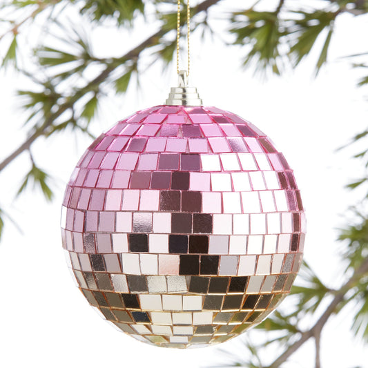 Large Pink And Gold Ombre Disco Ball Ornament
