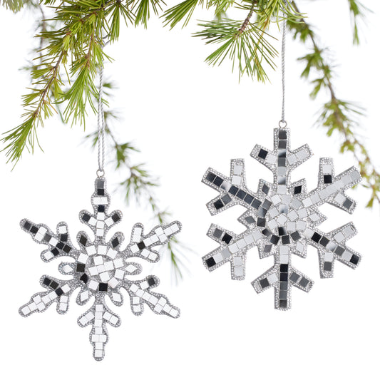 Set Of 2 Disco Snowflake Ornaments