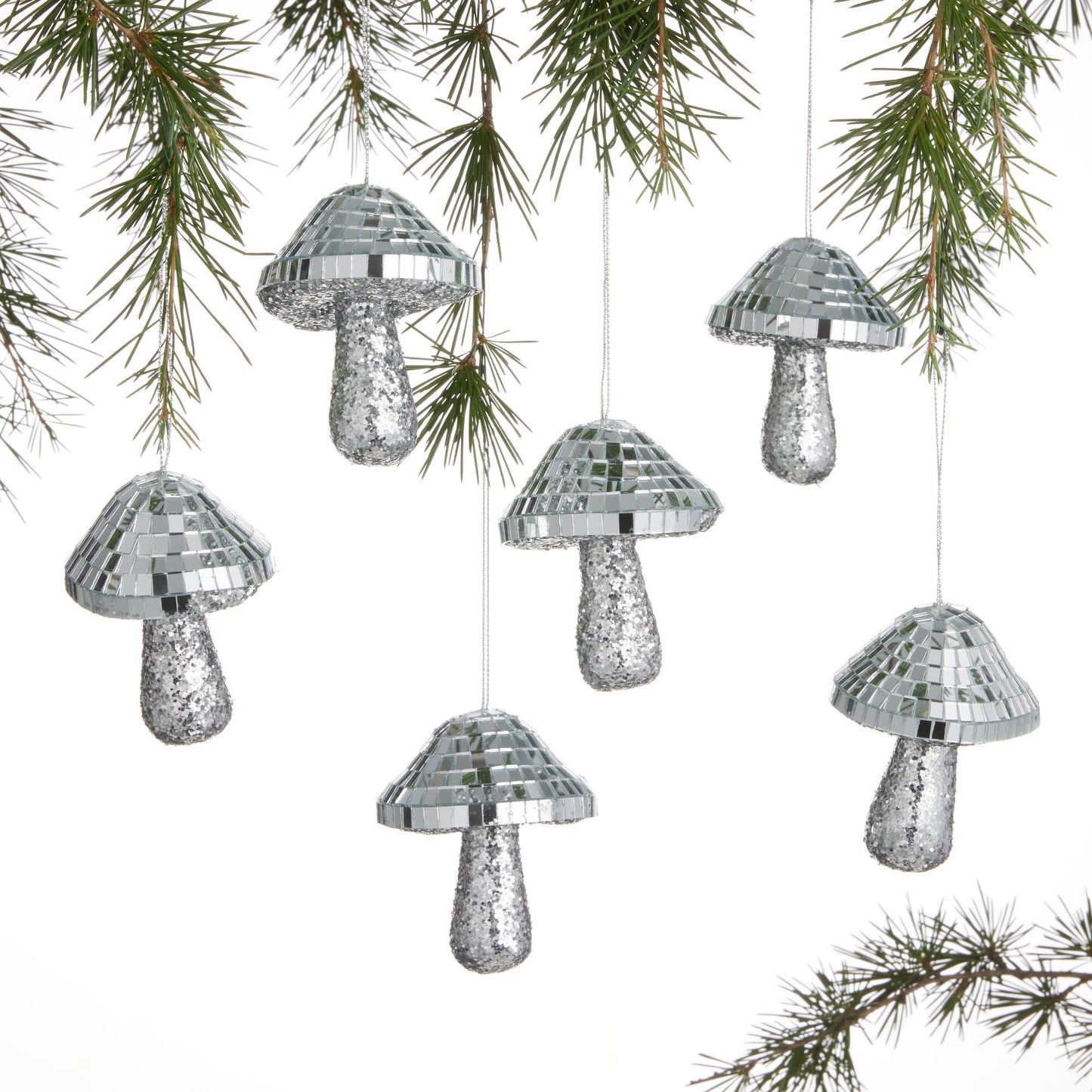 Disco Mushroom Ornaments 6 Pack