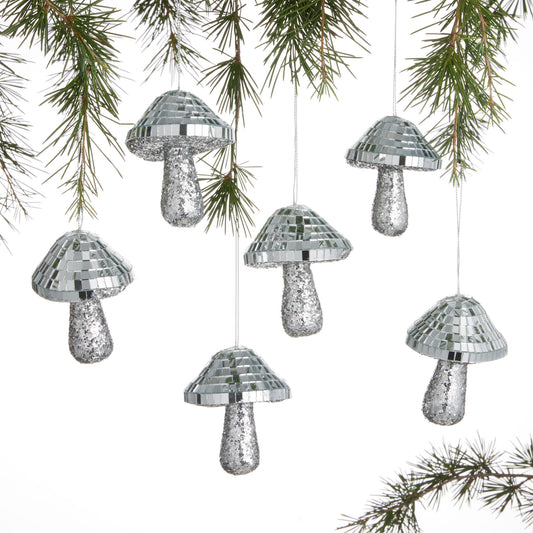 Disco Mushroom Ornaments 6 Pack