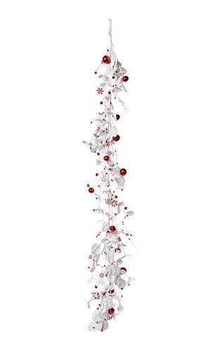 5FT EUCALYPTUS BELL GARLAND WHITE/RED