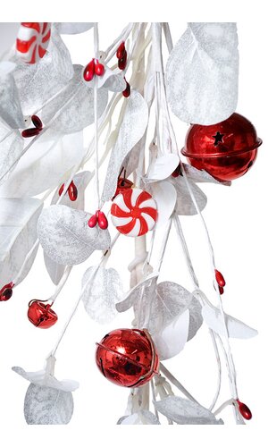 5FT EUCALYPTUS BELL GARLAND WHITE/RED